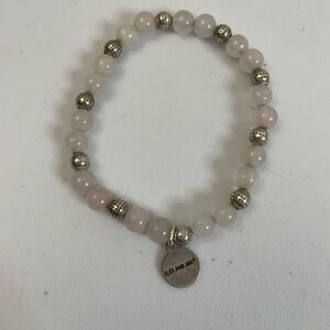 Alex and Ani| White Jade| Silver accent|Stretch bracelet